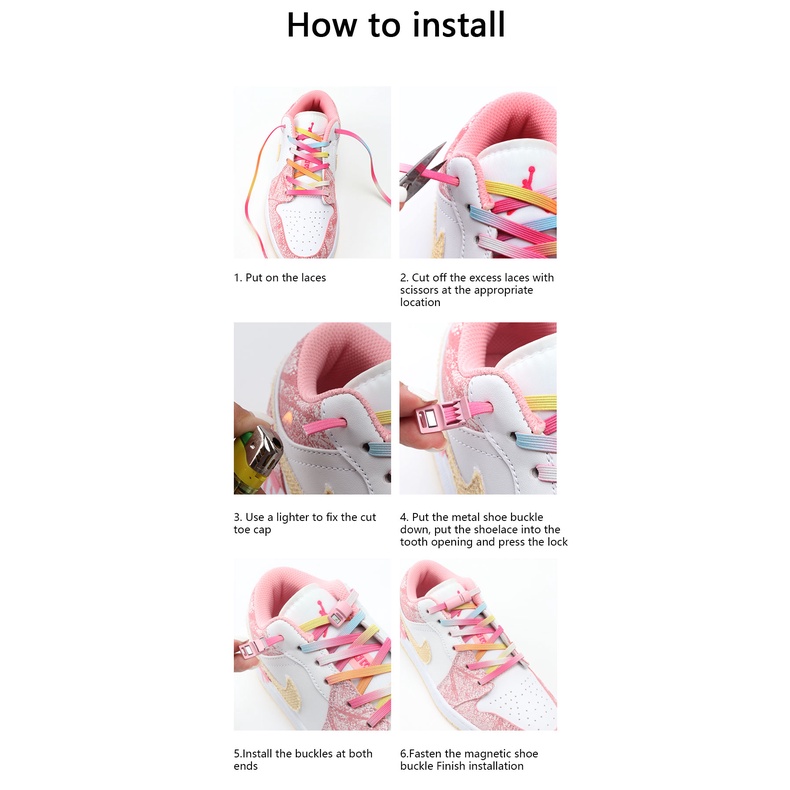 1 Cặp Khóa Dây Giày Co Giãn Không Cần Buộc Dành Cho Người Lớn Và Trẻ Em