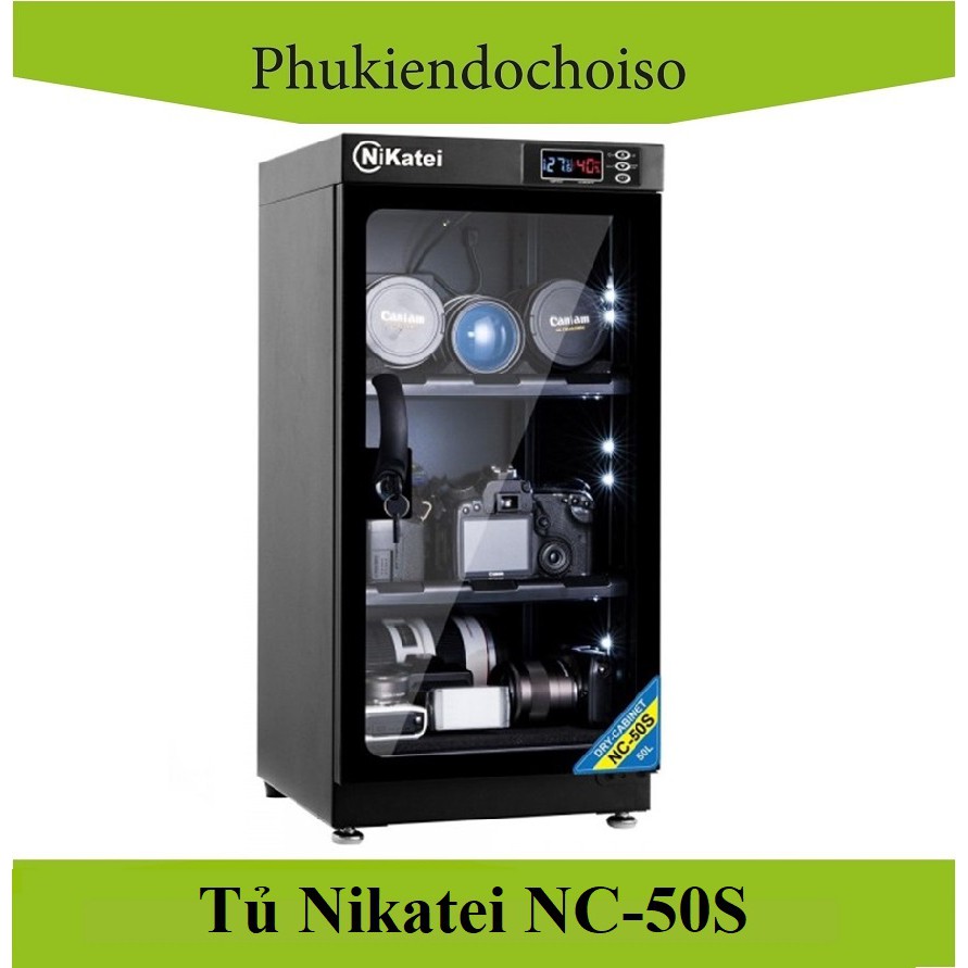 Tủ chống ẩm Nikatei NC-50S Gold -China . Tặng 01 bộ vệ sinh máy ảnh 8 in 1