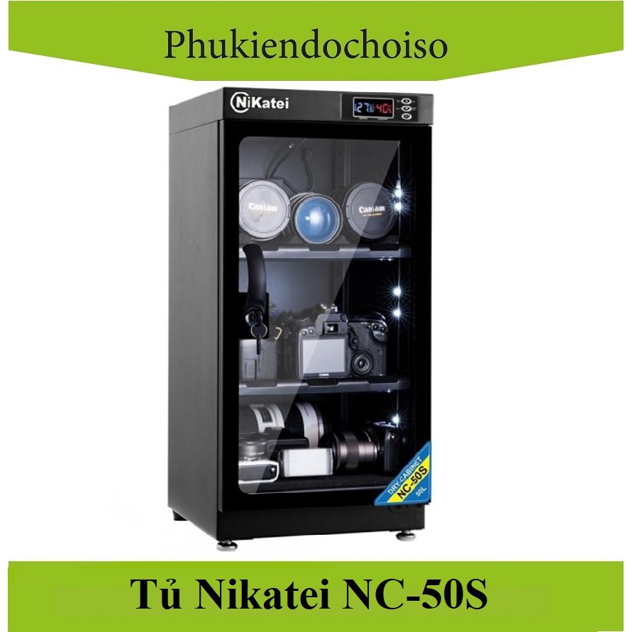 Tủ chống ẩm Nikatei NC-50S- Silver  (Dung tích 50 lít)-China . Tặng 01 bộ vệ sinh máy ảnh 8 in 1