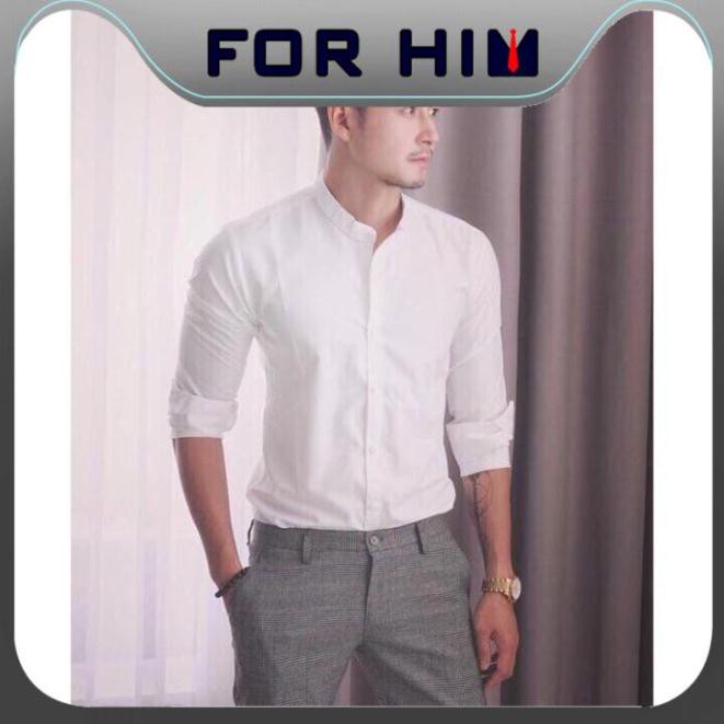 Áo sơ mi dài tay nam cổ trụ FOR HIM-740, cổ lãnh tụ, chất lụa đẹp Chính hãng