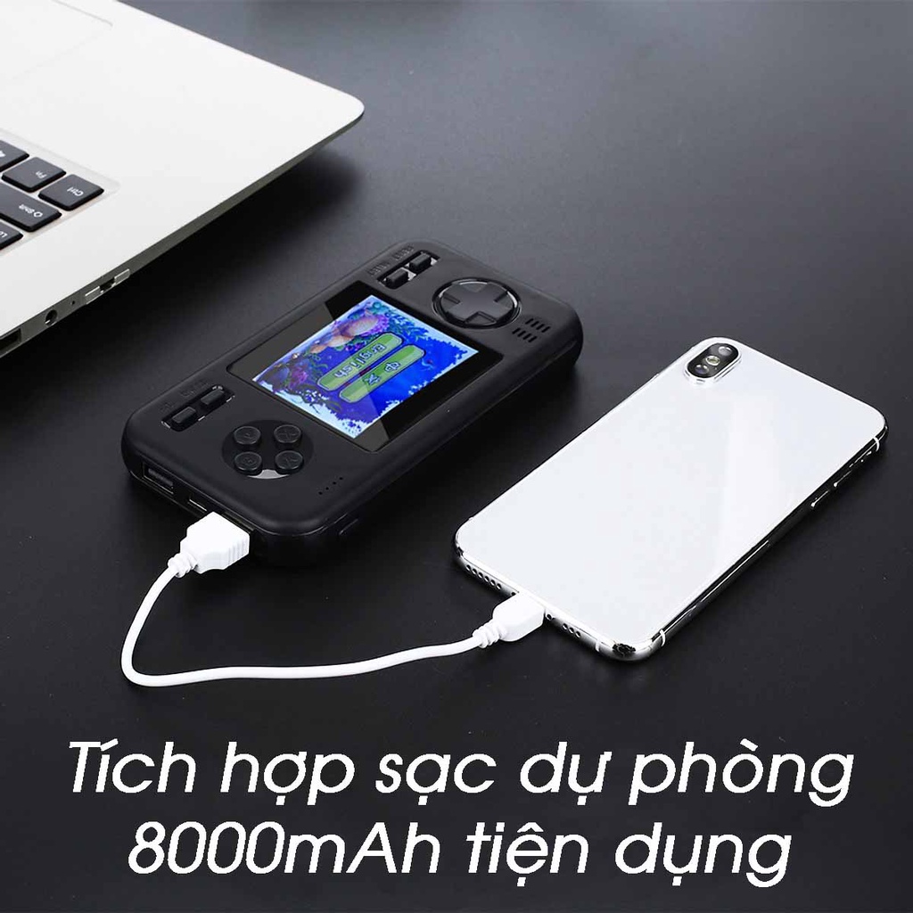 Máy chơi game kiêm sạc dự phòng 8000 mAh tích hợp 416 game tuổi thơ siêu hay