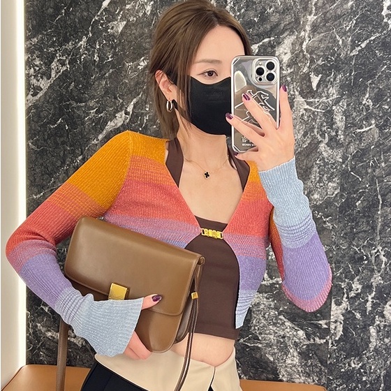 Áo Khoác cardigan Dệt Kim Mỏng Tay Dài Dáng Ngắn Chống Nắng Phong Cách Hàn Quốc Thời Trang Cho Nữ