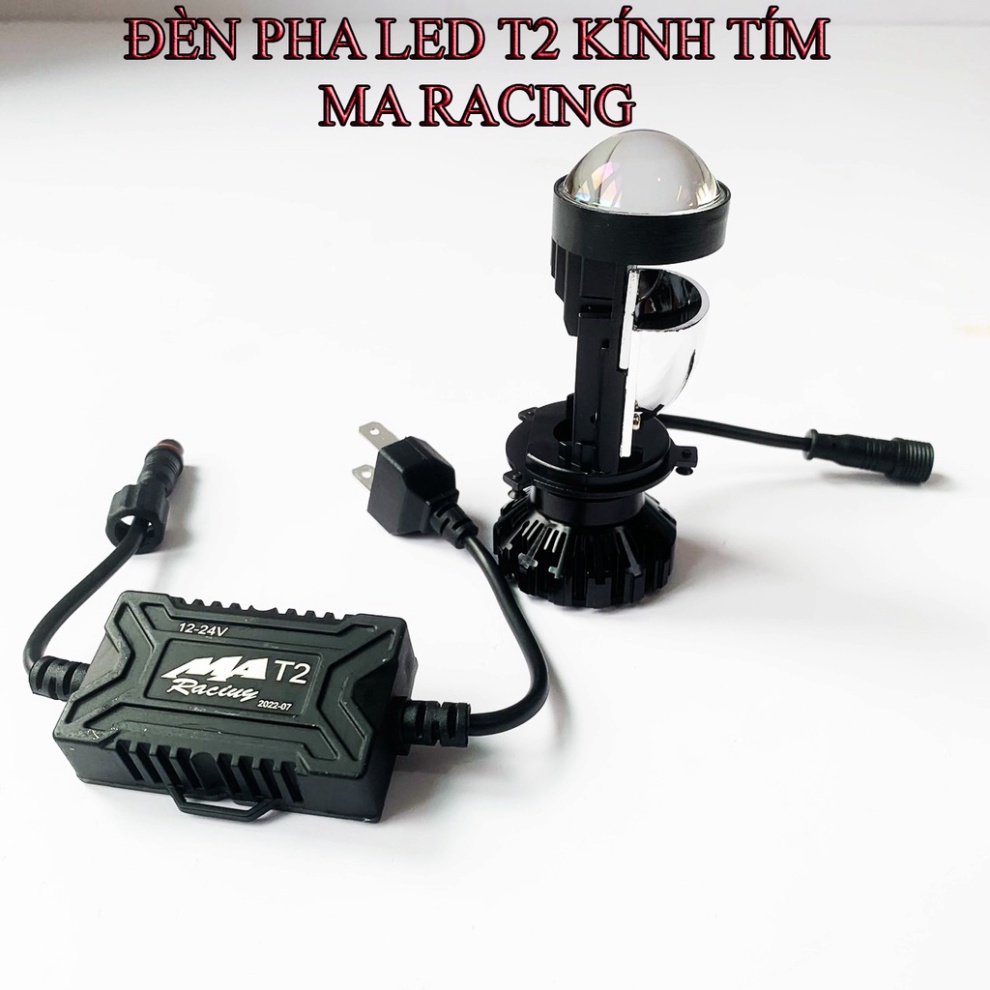 Đèn Pha LED Bi Cầu Mini T2 Pro Kính Tím MA Racing Ver 2022