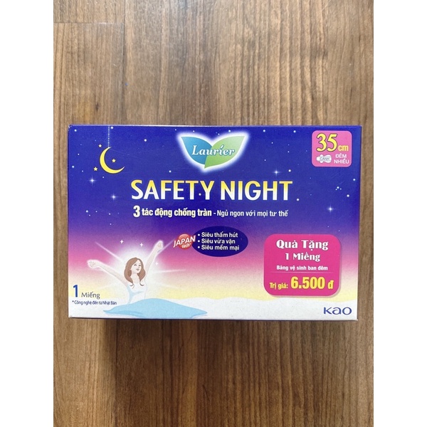 Băng Vệ Sinh ban đêm Laurier Safety Night siêu thấm chống tràn 35cm