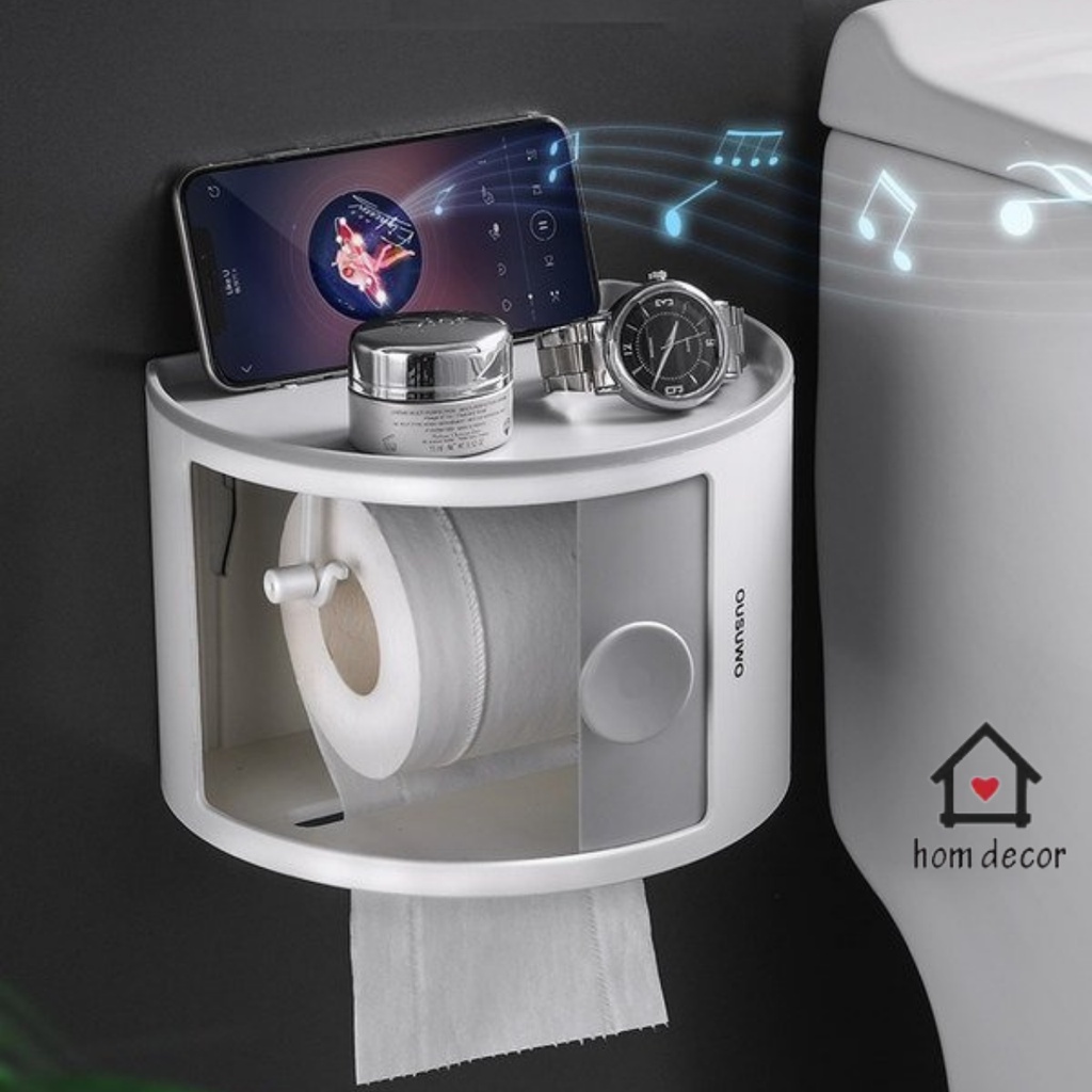 Hộp Đựng Giấy Vệ Sinh OUSUWO Dán Tường Thông Minh, Có Nắp Ngăn Chống Nước, Chịu Lực Cao