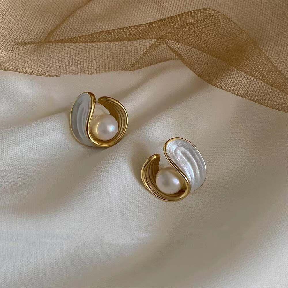Khuyên Tai Đính Ngọc Trai Nhân Tạo Phong Cách Vintage Thời Trang