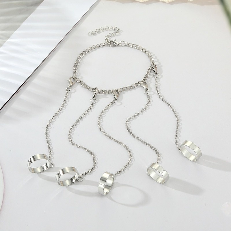 [Serendipity] Nhẫn Dạng Hở Phối Tua Rua Hình Học Màu Bạc Phong Cách INS Bằng Kim Loại Mịn Màng Phong Cách INS Dành Cho Nam / Nữ
