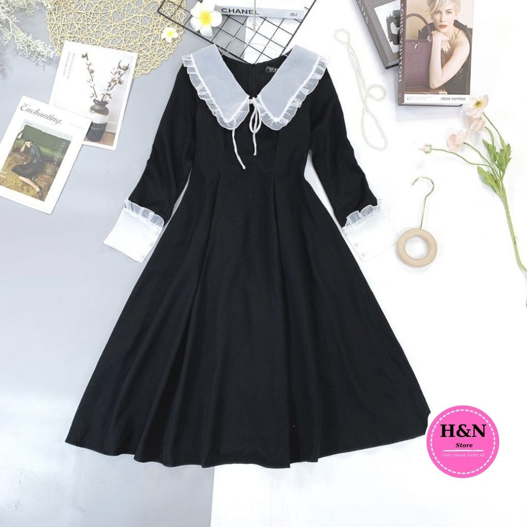 Váy nữ thiết kế dáng suông dài, ngắn màu đen dự tiệc sang chảnh HN Clothing V21 | BigBuy360 - bigbuy360.vn