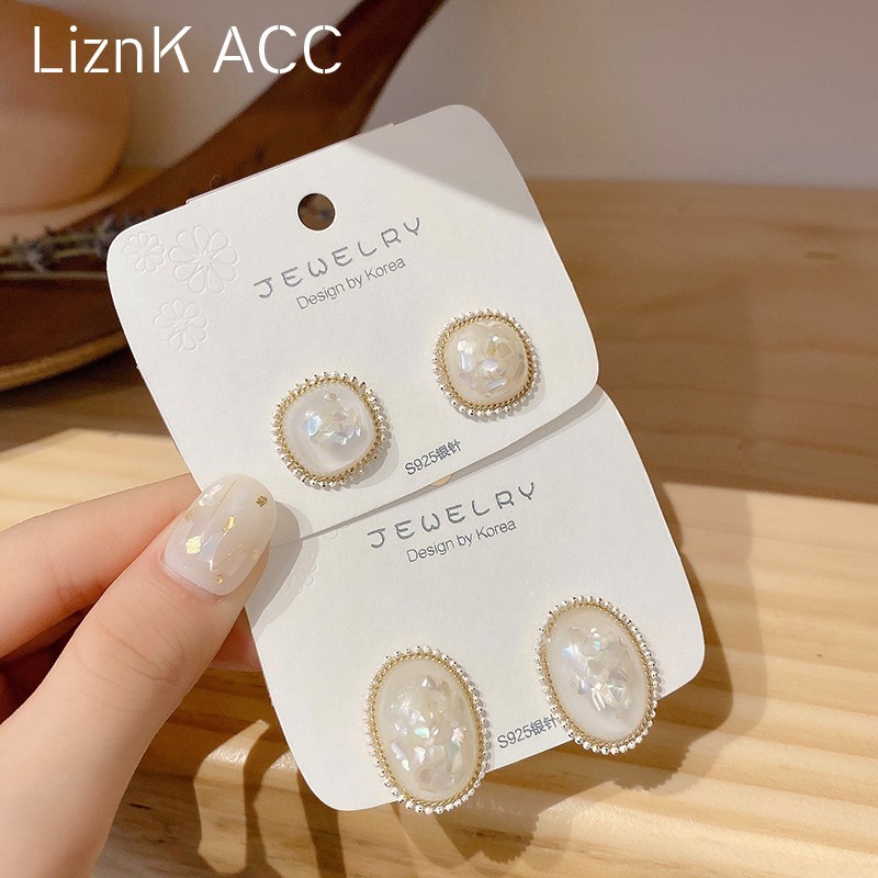 NewS925Silver Needle Geometric Ellipse Stud Earrings Women's Small Simple Cold Style Korean Internet Influencer Earrings2021Years of the New-