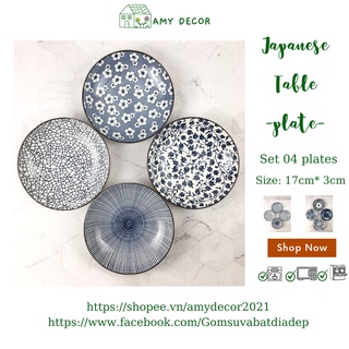 Bộ đĩa phong cách Nhật Bản 17cm - Hoa văn tinh tế, cổ điển