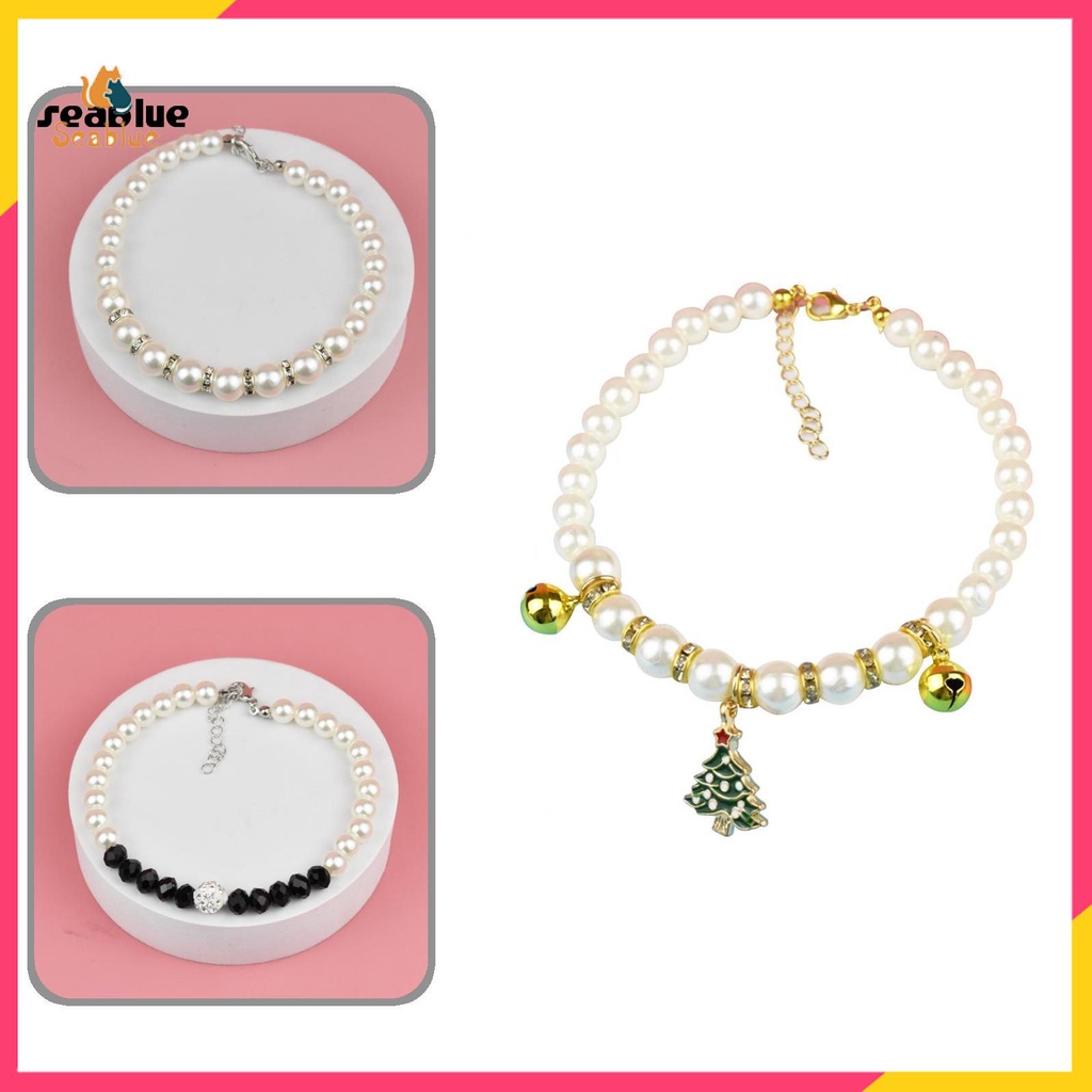 Vòng cổ đính ngọc trai nhân tạo tinh tế dễ thương cho thú cưng