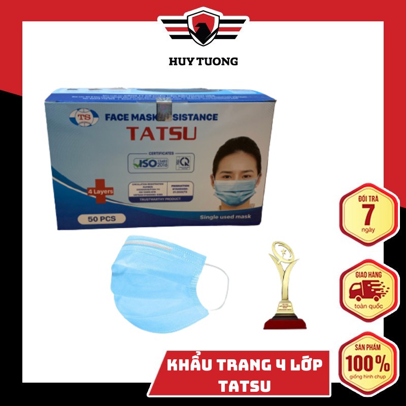 Khẩu Trang Y Tế 4 Lớp chất lượng cao, khẩu trang phòng dịch cao cấp kháng khuẩn - Huy Tưởng