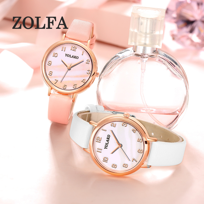 ZOLFA Elegant White Ladies Quartz Wrist Watches Fashion Ultra-Thin Leather Womens Watch Analog Clocks Lady Dress Watches Đồng hồ nữ