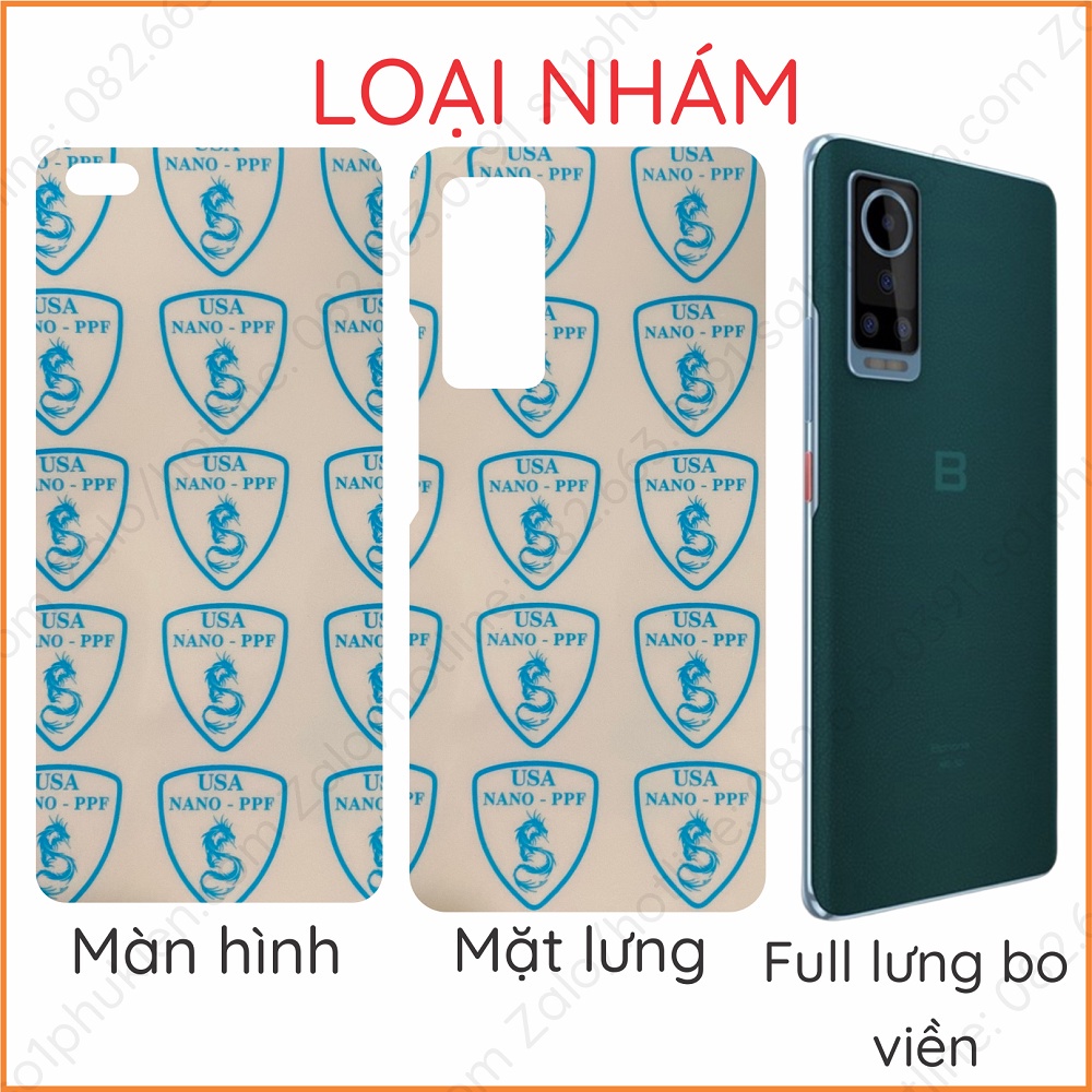 Dán PPF Bphone A85 loại trong , nhám dành cho màn hình, mặt lưng chống trầy
