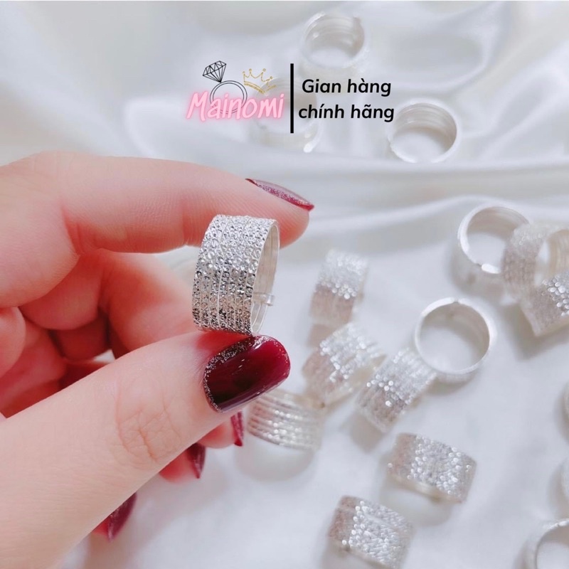 Nhẫn tuần 7 nhẫn hoa văn nhẹ nhàng, sang chảnh MAINOMI shop bạc xinh