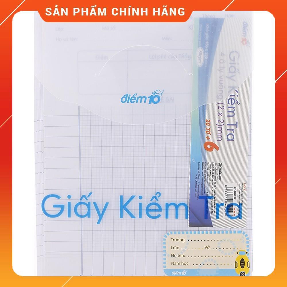 [Chính Hãng] Giấy Kiểm Tra Điểm 10 TP-GKT07 4 Ô Ly Vuông 2X2 (Xấp 20 tờ đôi, 6 tờ đơn, kèm túi nhựa)