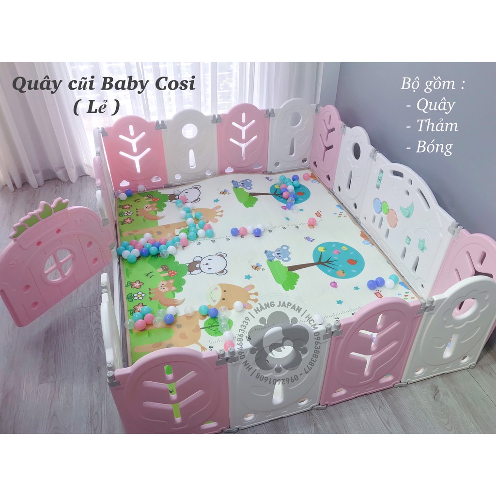 [Mã MKBC13 giảm 80k đơn 1 triệu] Quây cũi nhựa BABY COSI: gấp gọn, tặng thảm, bóng bảo hành chính hãng