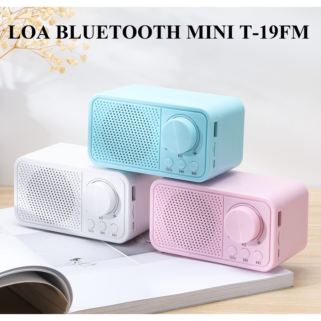 Loa bluetooth Mini không dây-Âm bass mạnh mẽT-19FM kích thước nhỏ gọn, công suất 5W, phong cách thiết kế cổ điển tinh tế