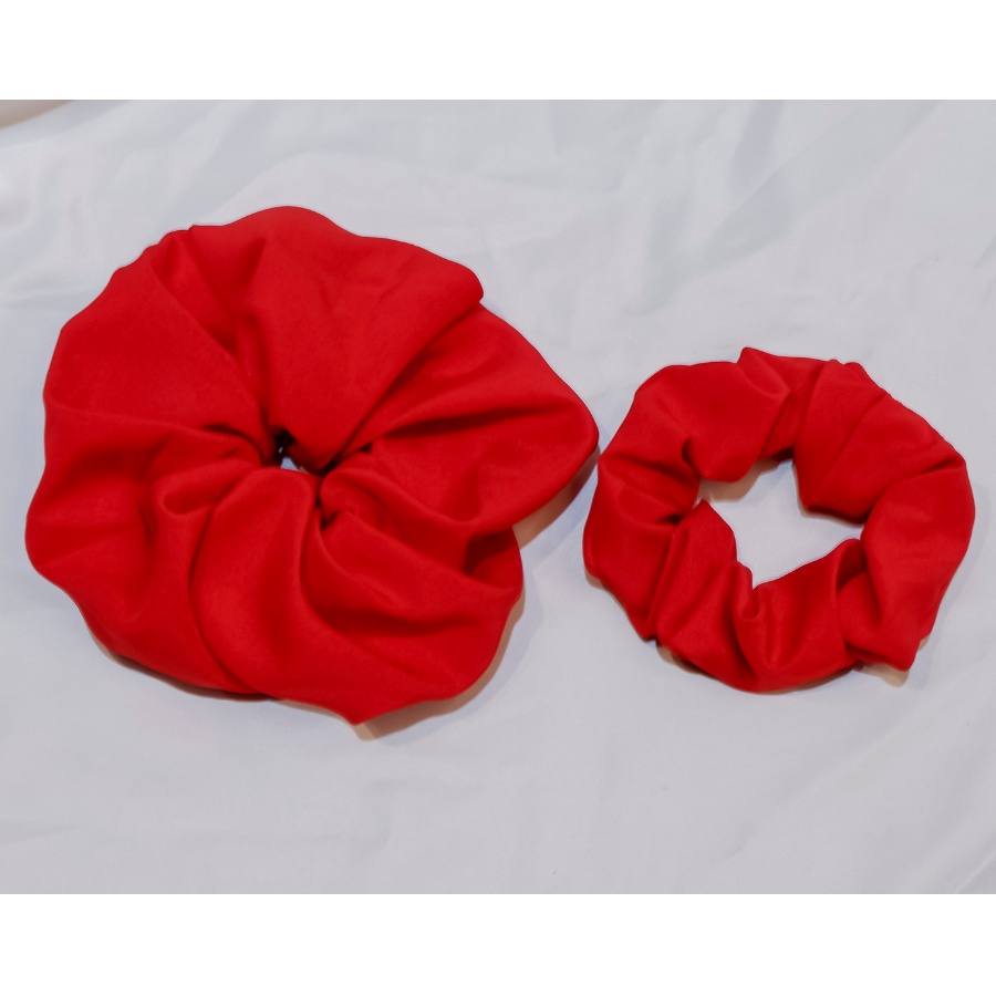 Cột tóc Scrunchies 4cm &amp; 8cm màu Đỏ HTO16 Hỉn Hỉn Store