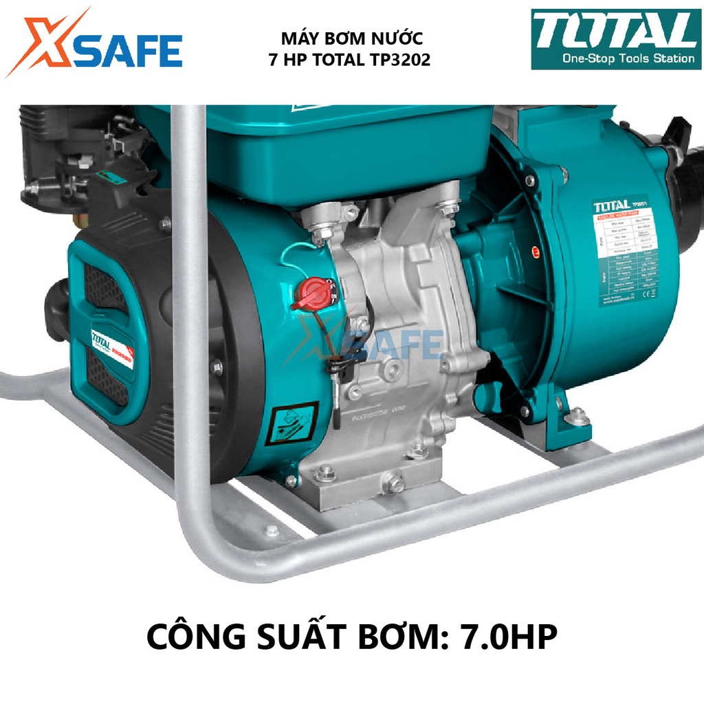 Máy bơm nước dùng xăng TOTAL Máy bơm mini chạy xăng Công suất 7.0HP - 9.0HP Dung tích xi lanh 208cc - 270cc - Chính hãng