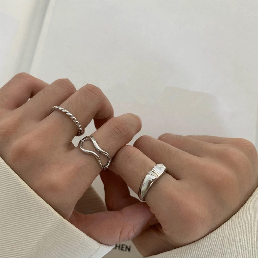 3 Nhẫn đeo tay bằng kim loại phong cách Hàn Quốc cho nữ