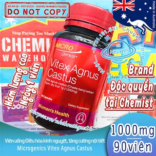 🌸NGÀY 1V🌸 Điều hòa kinh nguyệt, nội tiết Microgenics Vitex Angus Castus (Trinh nữ hoàng cung) - 90 viên 🌸 Chuẩn Chemist