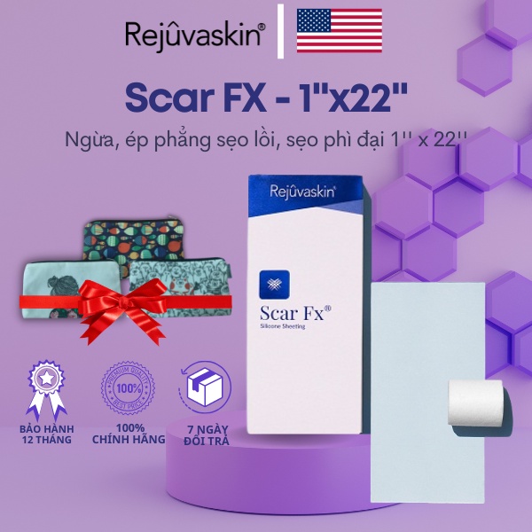 Miếng Dán Hỗ Trợ Xóa Mờ Sẹo Lồi / Phì Đại REJUVASKIN Scar FX- 1"x22" ,KT 1x22 inch