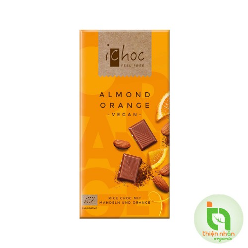 Socola hữu cơ thuần chay Almond Orange (cam hạnh nhân) Ichoc 80g