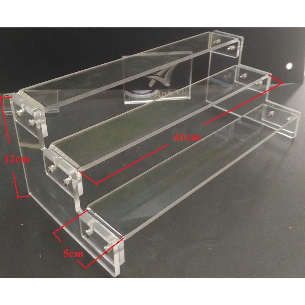 Kệ bậc thang 3 tầng dài 40cm trưng bày mô hình sản phẩm đồ chơi lego