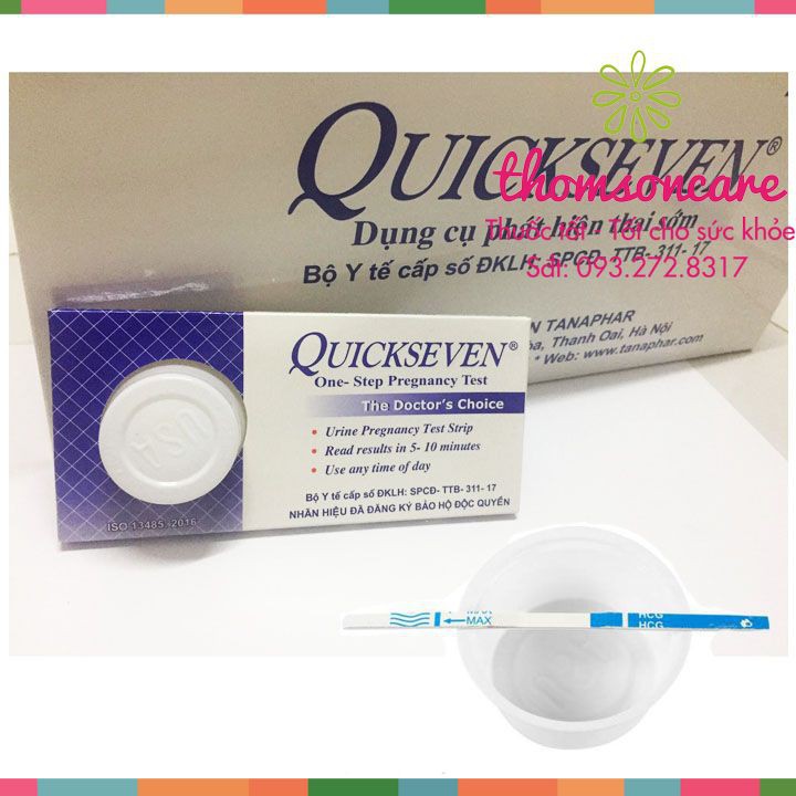 Que thử thai Quickseven 2 vạch chính xác - test thử thai hai vạch sớm nhanh hiệu quả tức thì