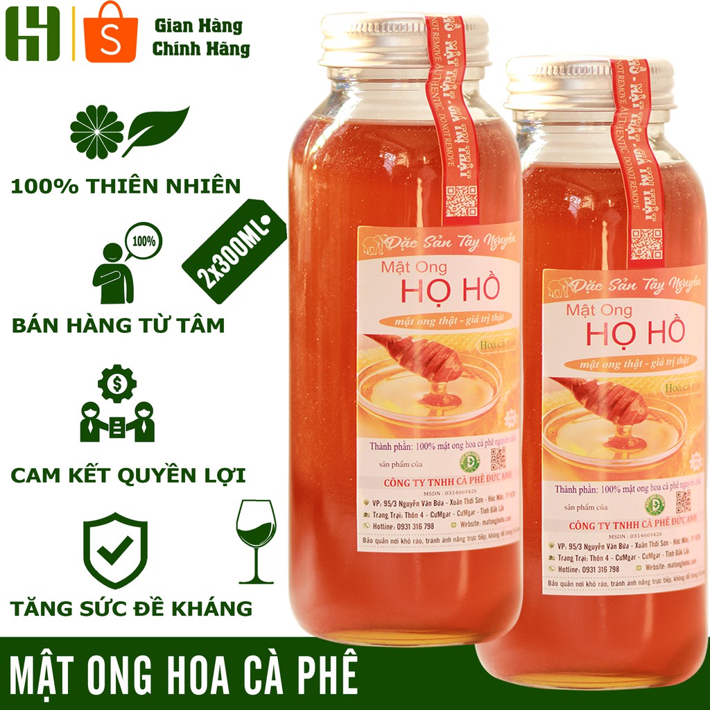 2 Hũ Thủy Tinh Mật Ong Hoa Cà Phê Nguyên Chất ( Mỗi Hũ 42Gr) - D Honey - Mật Thật Giá Trị Thật Công Ty Cà Phê Đức Anh