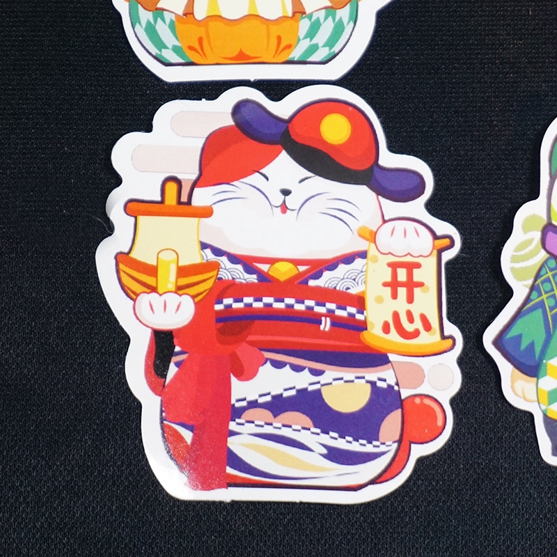 Set 9 Miếng Dán Trang Trí Tủ Lạnh / Laptop Chống Thấm Nước Hình Mèo Hoạt Hình Nhật Bản