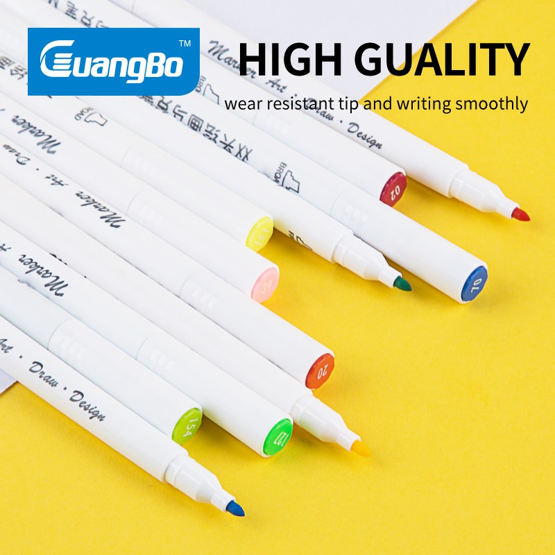 [NEW ARRIVAL] Bút màu marker 2 đầu GuangBo 36/24/12 màu - rửa được mực - thân tròn mảnh H02225/02226/02227