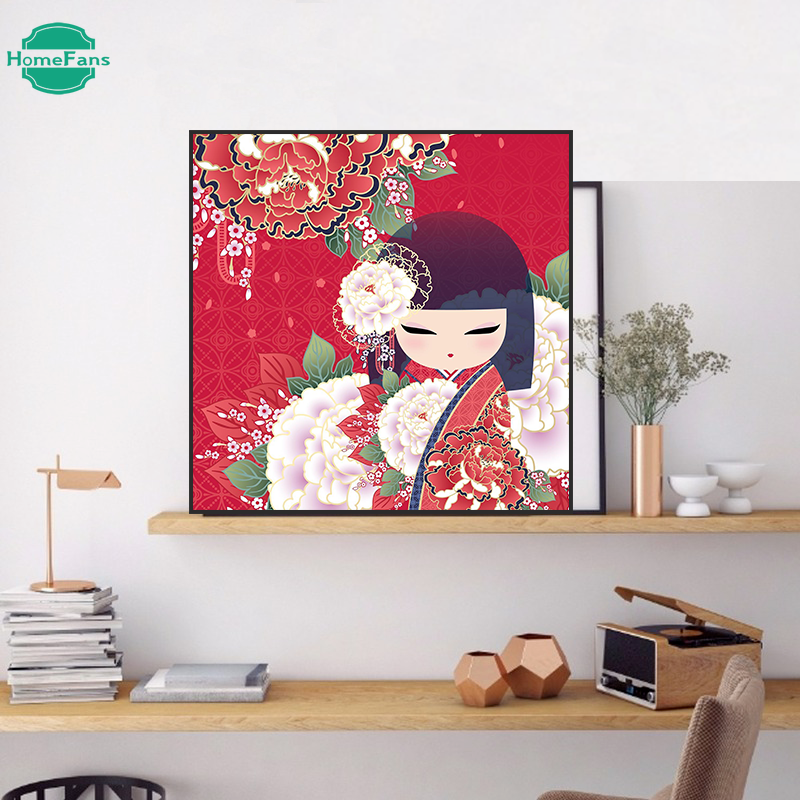 Tranh Tự Đính Đá Giả Kim Cương 5D 20 Mẫu DIY 40x40cm​ Họa Tiết Búp Bê Xinh Xắn