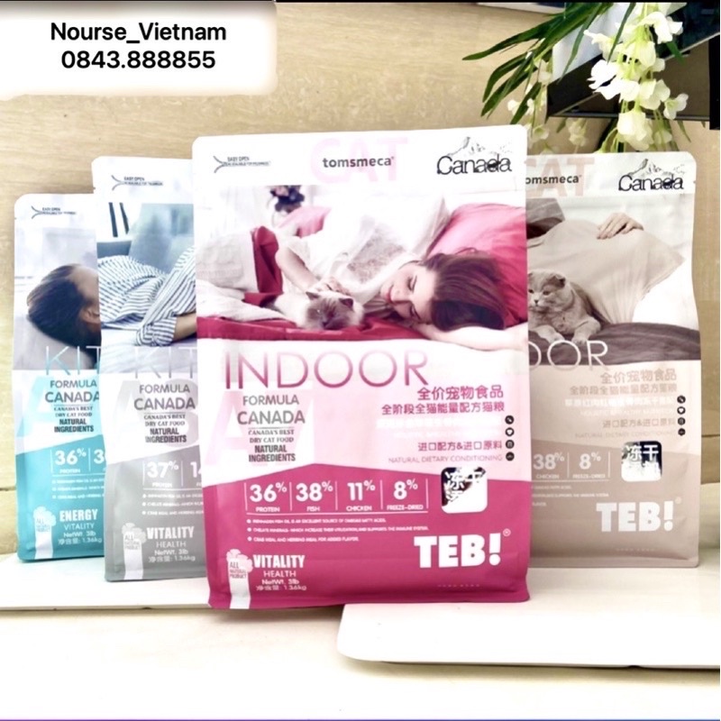 Hạt cho mèo con Teb A thức ăn khô cho mèo tăng cân mix thịt sấy khô NourseVietnam