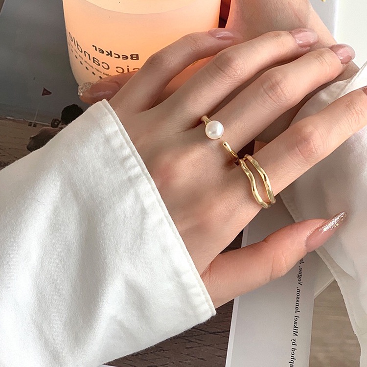 Bộ Nhẫn Kim Loại Kiểu Hàn Quốc Đơn Giản Dễ Phối Đồ Cho Nữ