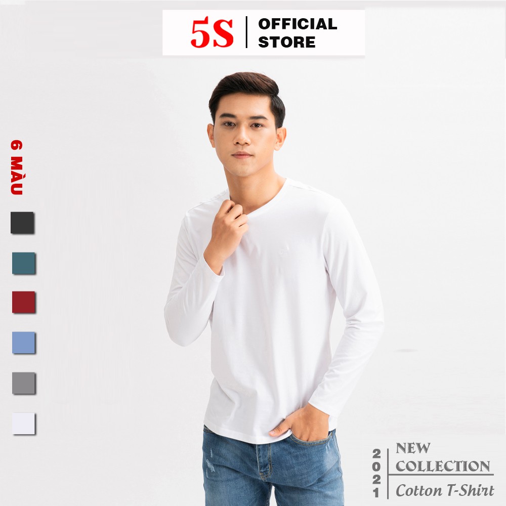 Áo Thun Nam Dài Tay Cổ Tròn 5S (6 màu), Chất Cotton Siêu Mát, Co Giãn Cực Tốt, Phom Ôm Trẻ Trung Năng Động