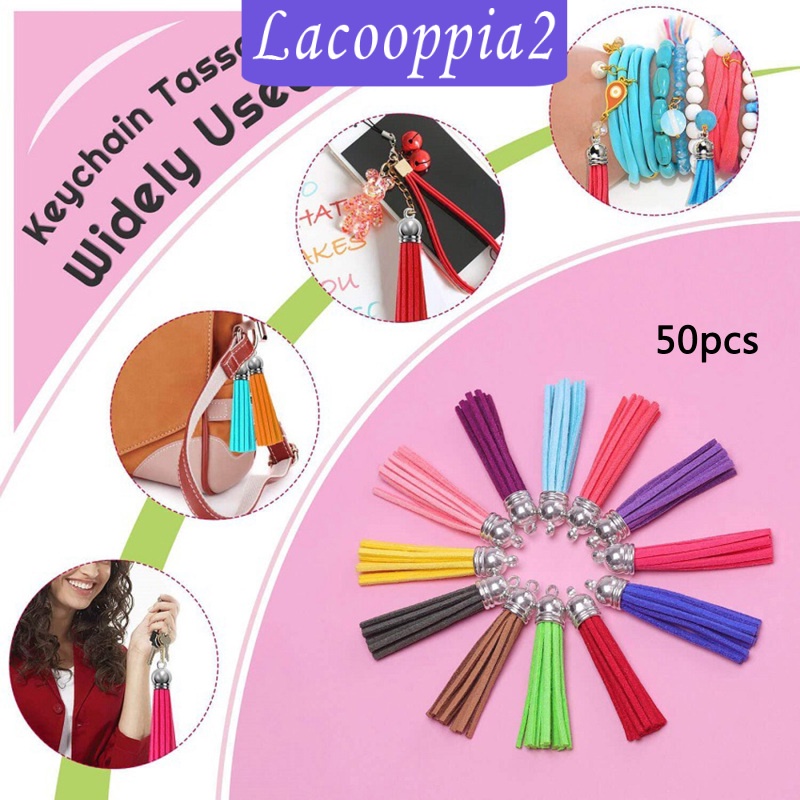 [LACOOPPIA2] 50pcs Tassel Leather Fringe Keychain Pendant DIY Jewelry Cellphone Straps