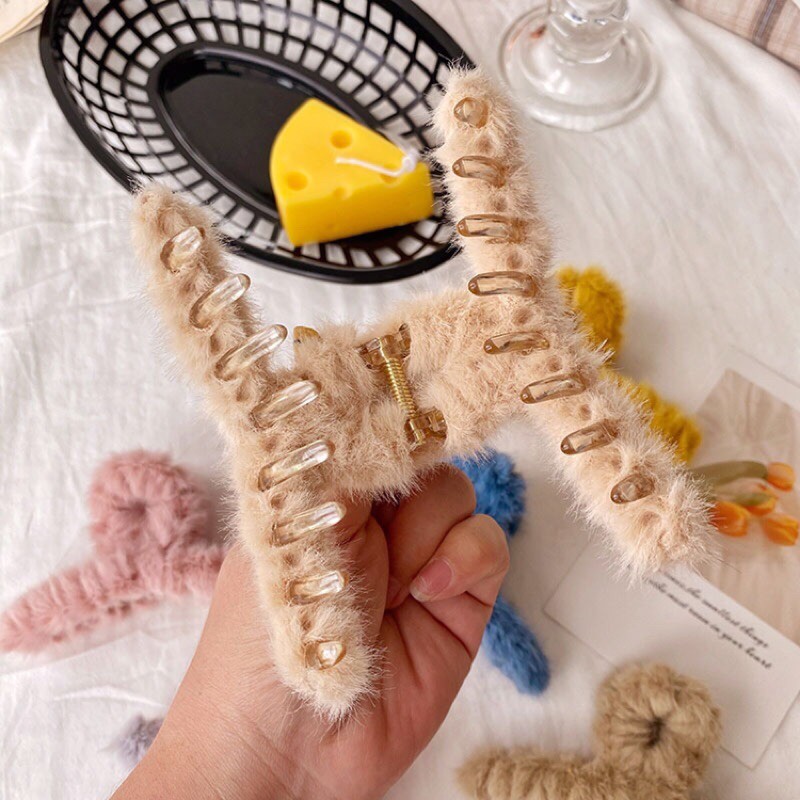 Kẹp tóc càng cua lông mịn phong cách Hàn Quốc dễ thương