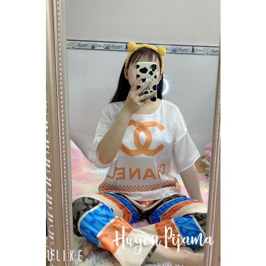 Đồ bộ pijama set tay ngắn cổ tròn lụa satin | BigBuy360 - bigbuy360.vn