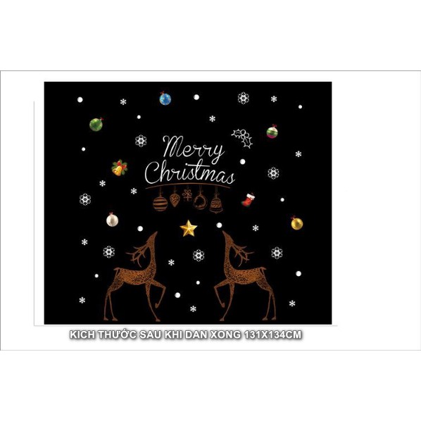Decal trang trí tường Noel - Cặp Nai họa tiết Rễ Nâu