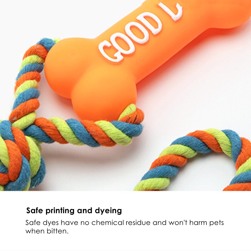 Đồ chơi hình xương MASTI LI0313 có dây cotton lanh chống cắn có âm thanh dành cho thú cưng