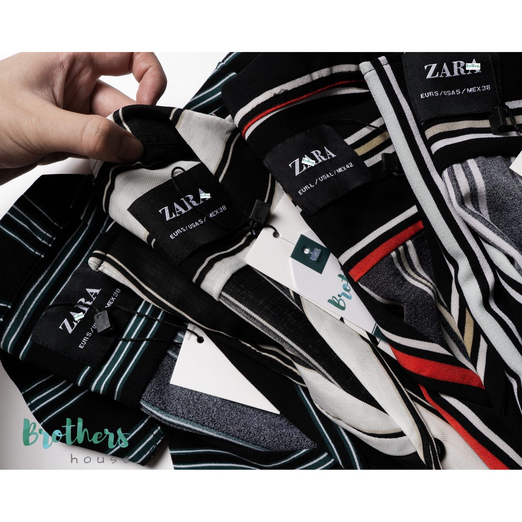 |Cao cấp| Áo sơ mi nam tay ngắn kẻ sọc zara vải lụa, mặc chống nhăn bao mát