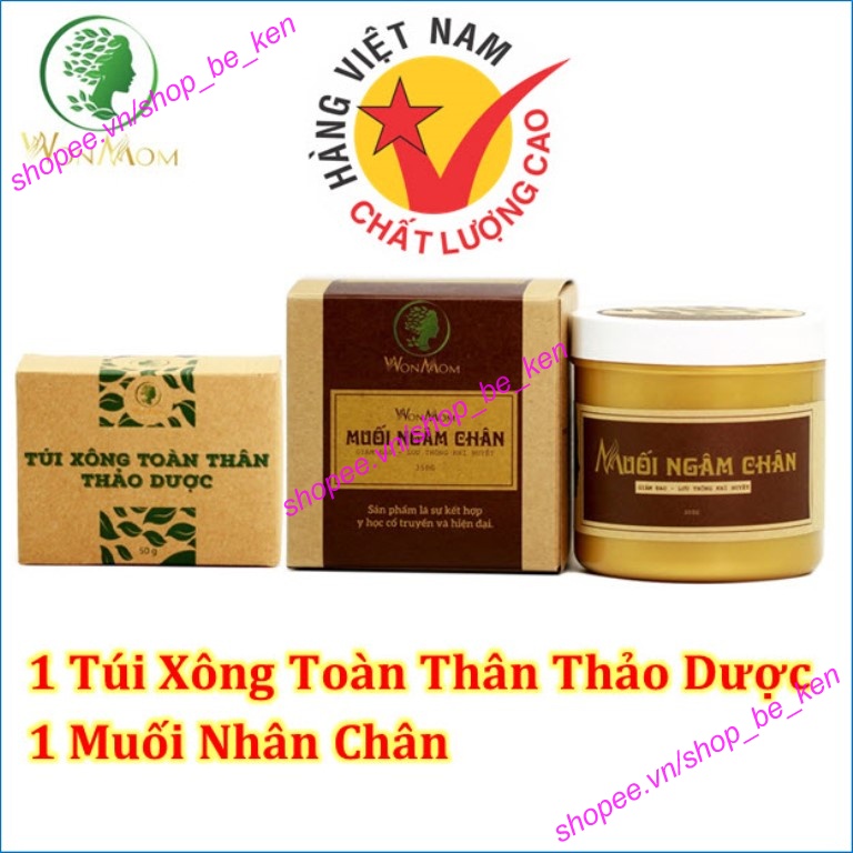 Bộ chăm sóc cơ thể Mẹ, giúp mẹ thơm tho, hạn chế trầm cảm sau sinh Wonmom (muối ngâm chân + thảo mộc xông tắm toàn thân)