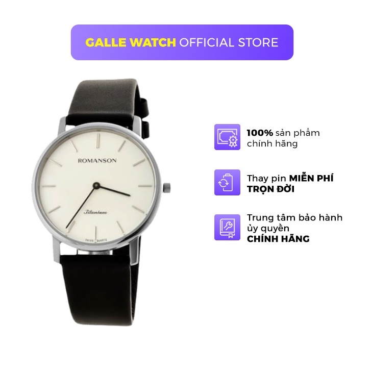 Đồng hồ Romanson Men Watch UL3578MWWH nam máy Thụy Sĩ vỏ Titanium chống nước, dây da cao cấp chính hãng