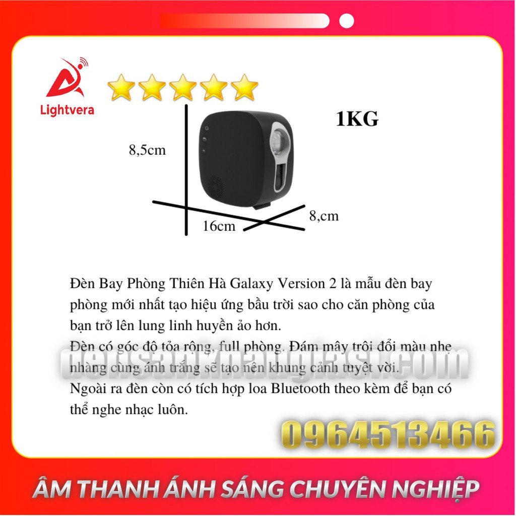 Đèn Thiên Hà Bầu Trời Sao 7 Màu Có Loa Bluetooth Trang Trí Phòng Ngủ Phòng Bay Lightvera