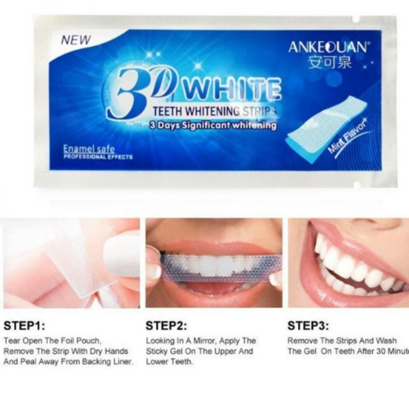 Full hộp 14 tờ dán trắng răng 3D White Teeth Whitening Strips