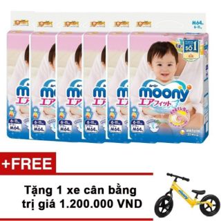 Combo quà và 7 bịch bỉm moony dán s84, m64, l54, l44 xl38 miếng