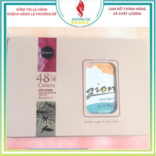 Bộ 48 Màu Nước vẽ Giorgione Cao Cấp Hộp Hồng Kim Loại Tặng kèm Bút Nước Bút Lông Bút Chì Miếng Mút Giấy vẽ Giao siêu tốc