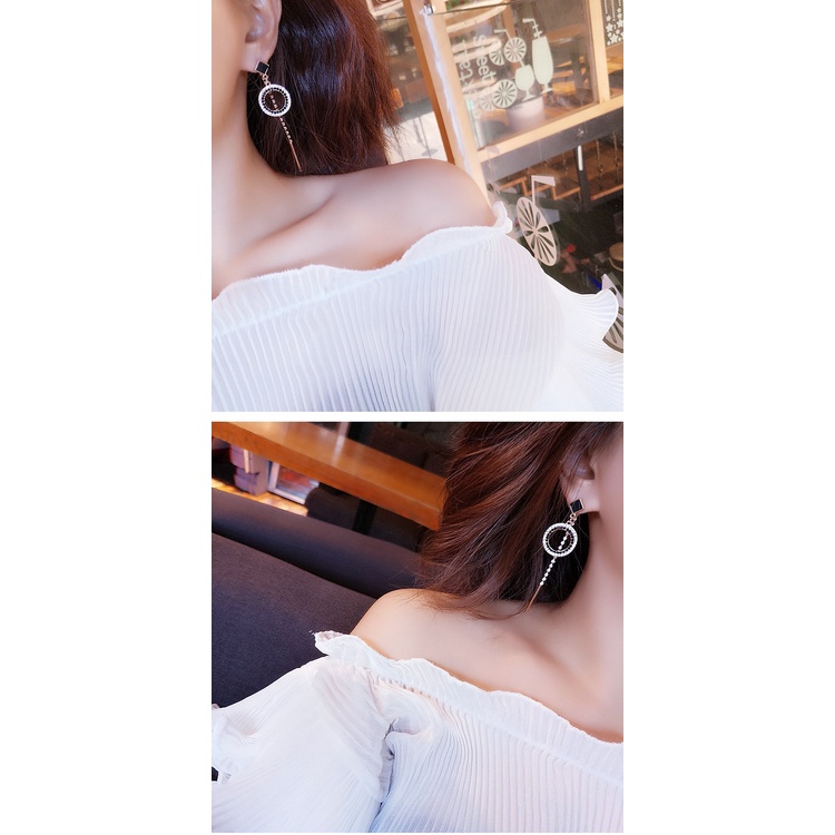 Bông Tai Dáng Dài Đính Đá Hình Trái Tim Thời Trang 2022